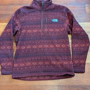 The North Face Maroon Patterned Half-Zip Fleece Pullover